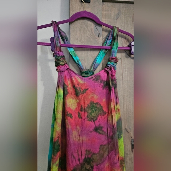 Hand Dyed Bohemian Hippie Tie-Dye Harem Jumpsuit. Multi. O/S NWT - Picture 5 of 15